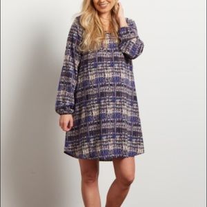 Pinkblush Maternity Blue Plaid Dress